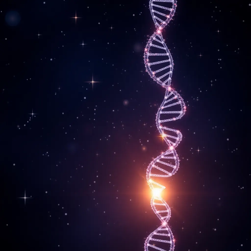 cosmic galaxy stars connected with DNA helix patterns